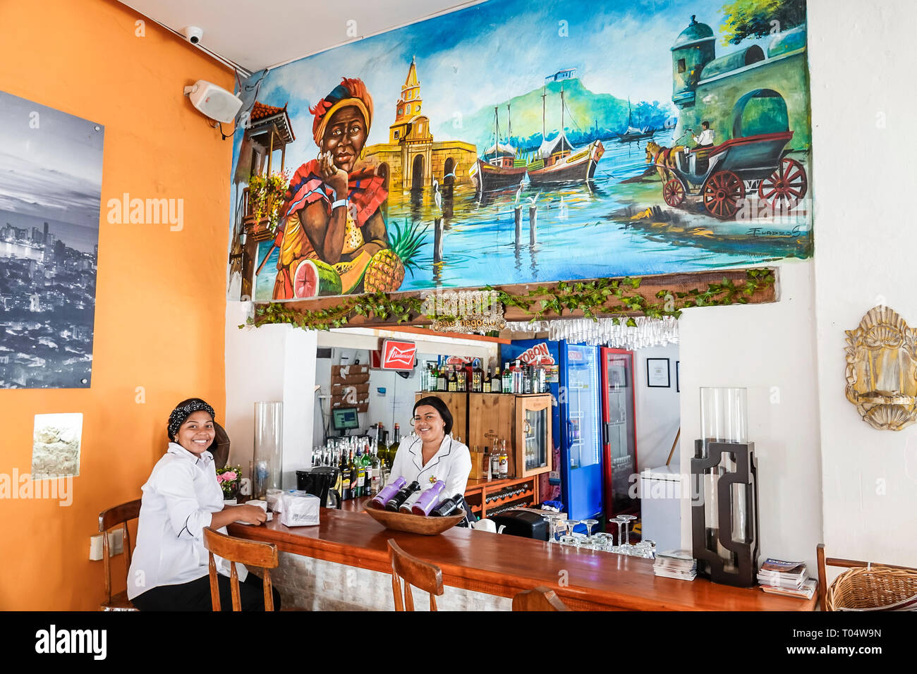Cartagena Kolumbien,Zentrum,San Diego,Einwohner von Hispanic-Ethnien,La Cocina de Cartagena,Restaurant Restaurants Essen Essen Essen Café,innen Stockfoto