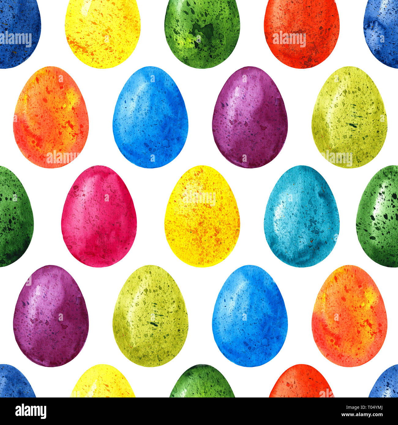 Ostern nahtlose Muster Hintergrund mit farbenfrohen Aquarell Eier Stockfoto