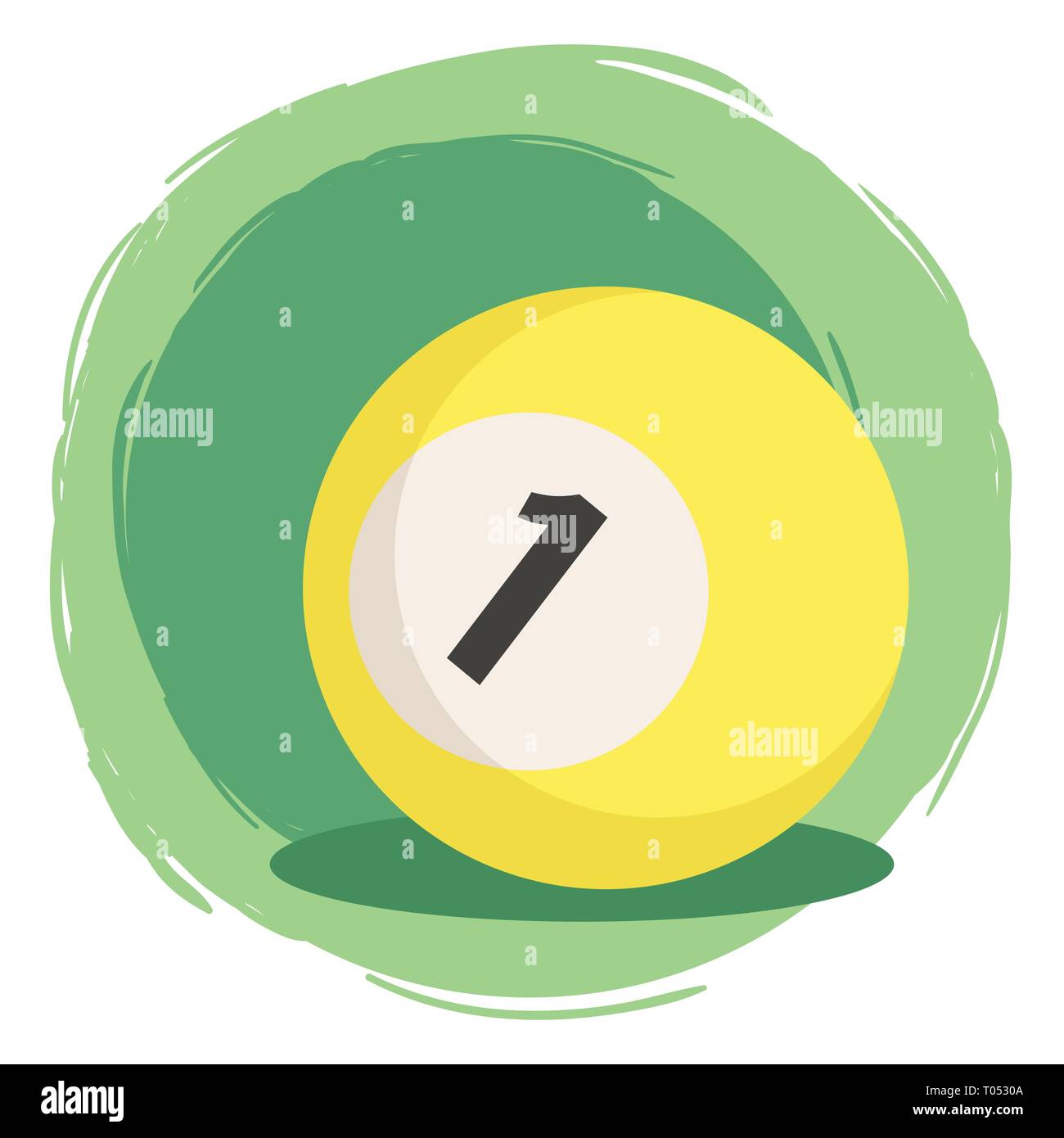 Gelbe Billardkugel Nr. 1 ein Vektor Illustration auf Grün weißem  Hintergrund Stock-Vektorgrafik - Alamy