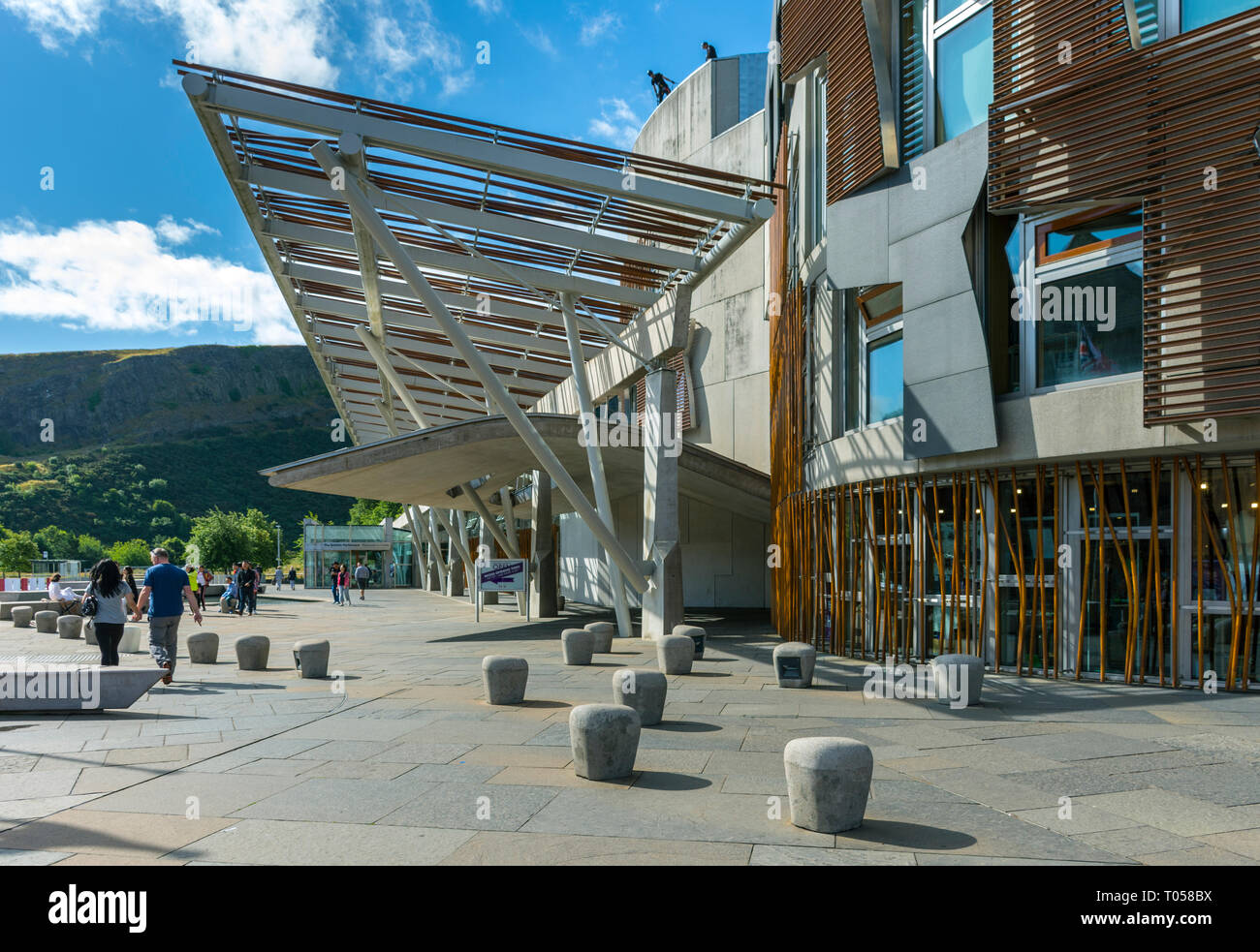 Das schottische Parlament Gebäude (von Enric Miralles 2004), Holyrood, Edinburgh, Schottland, Großbritannien Stockfoto