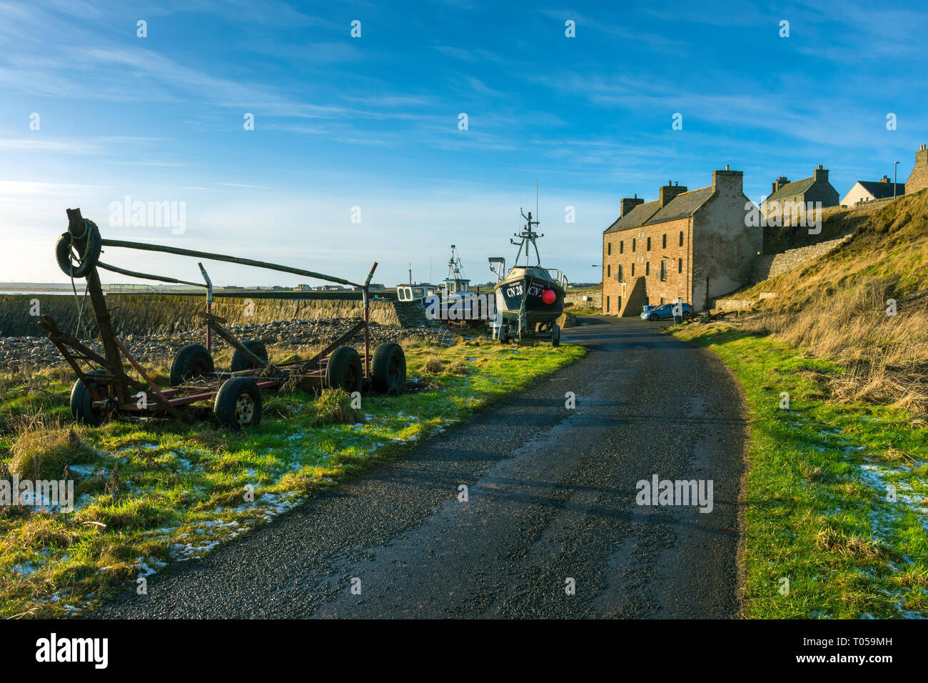 Das Harbour House in Keiss, Hafen. Gebaut. c 1831, ehemals ein Fischerdorf, Lager, jetzt zu einem Ferienhaus umgewandelt. Keiss, Caithness, Schottland, Großbritannien Stockfoto