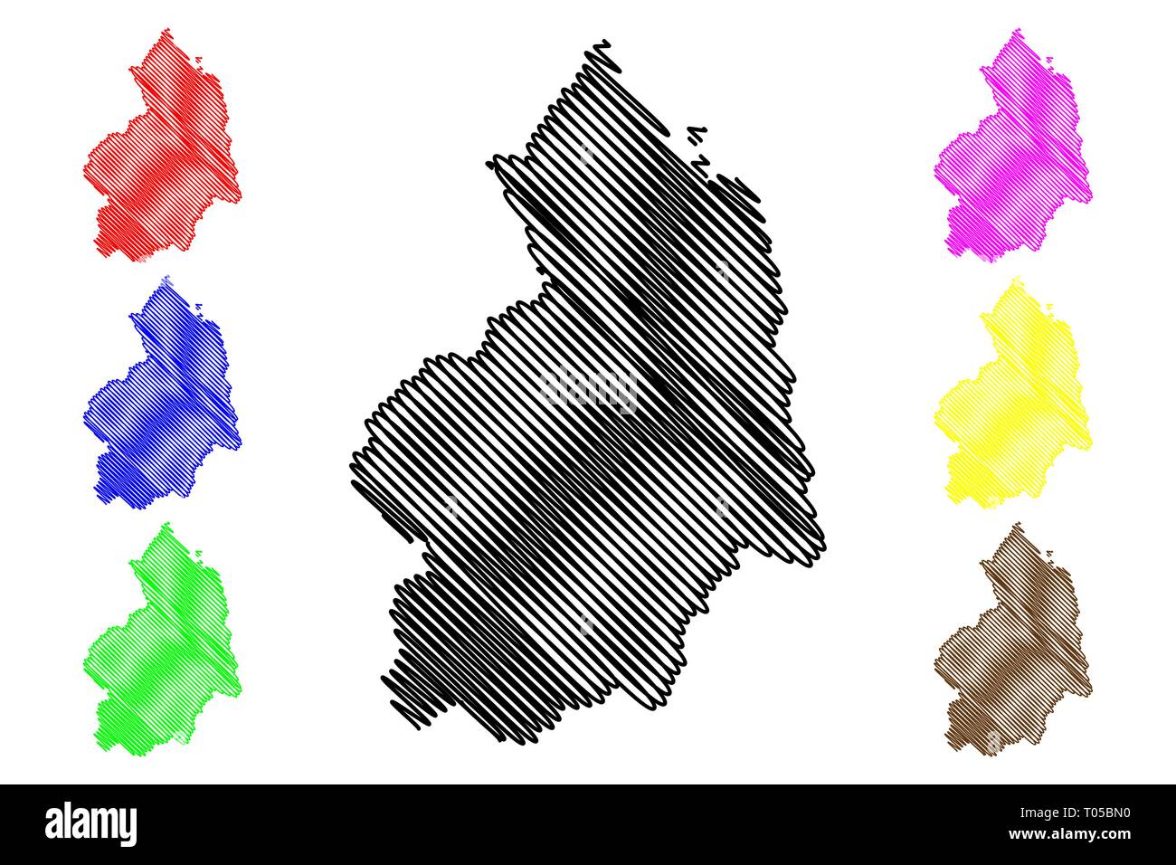 Northumberland (Vereinigtes Königreich, England, Non-Metropolitan County, Shire county) Karte Vektor-illustration, kritzeln Skizze Northd Karte Stock Vektor