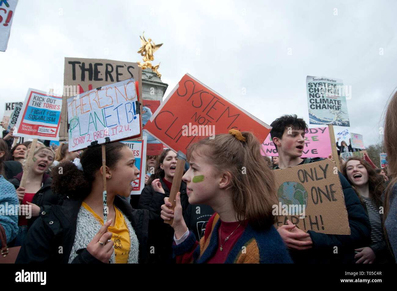 London. Schüler Streik für Klimawandel, Teil einer globalen Aktion. Stockfoto