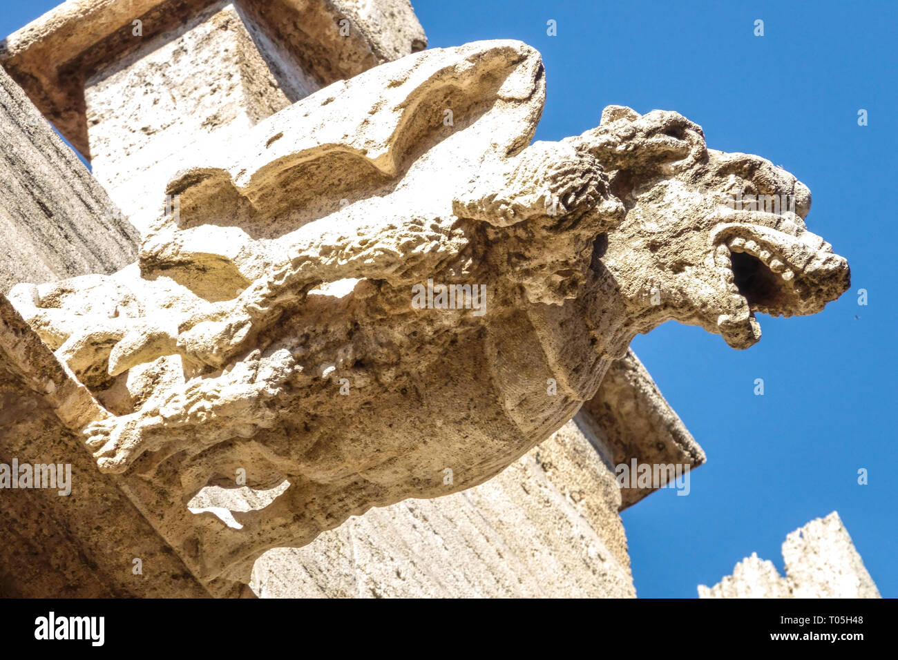 Valencia Spanien Gargoyles of Lonja de la Seda Valencia Silk Exchange Detail Spanien UNESCO Gargoyle Gothic medieval Stockfoto