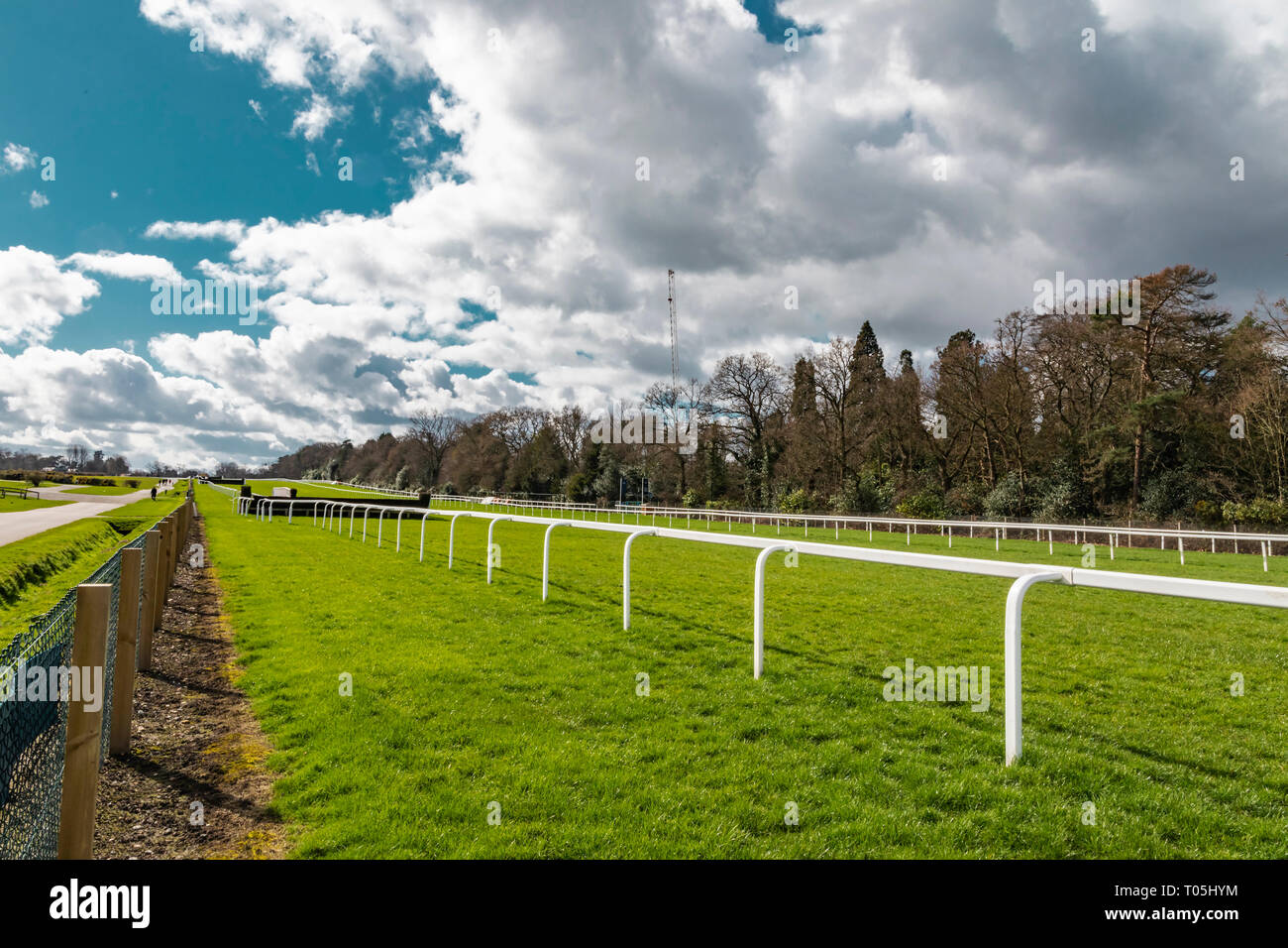 Ascot, England - März 17, 2019: Blick auf den berühmten britischen Pferderennbahn Ascot Heath, bekannt für seine Pferderennen. Stockfoto