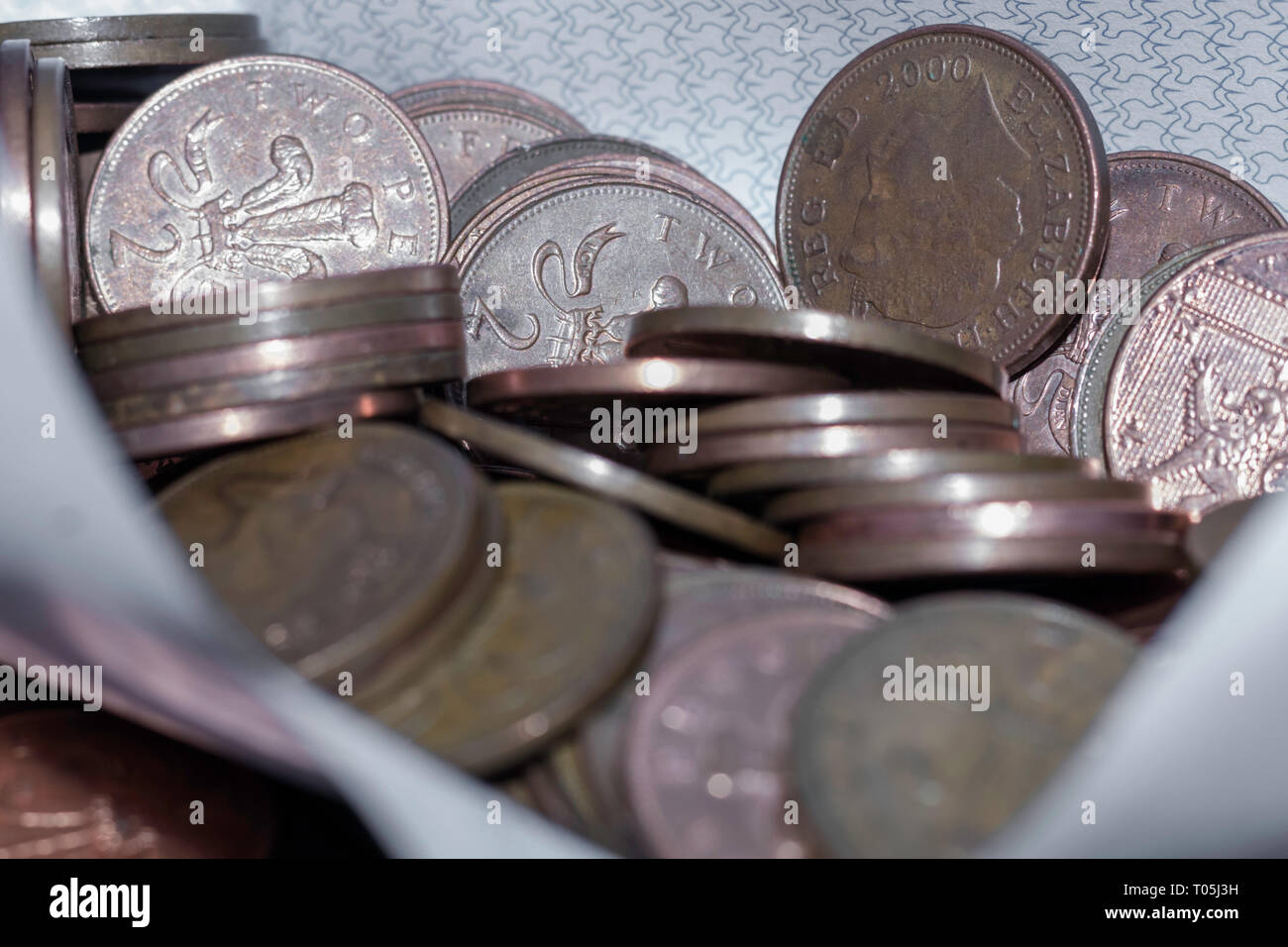 Volle Beutel mit 2 p coints Stockfoto