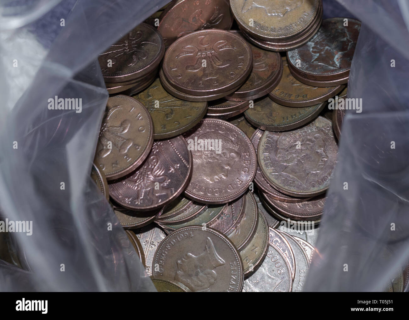 Volle Beutel mit 2 p coints Stockfoto