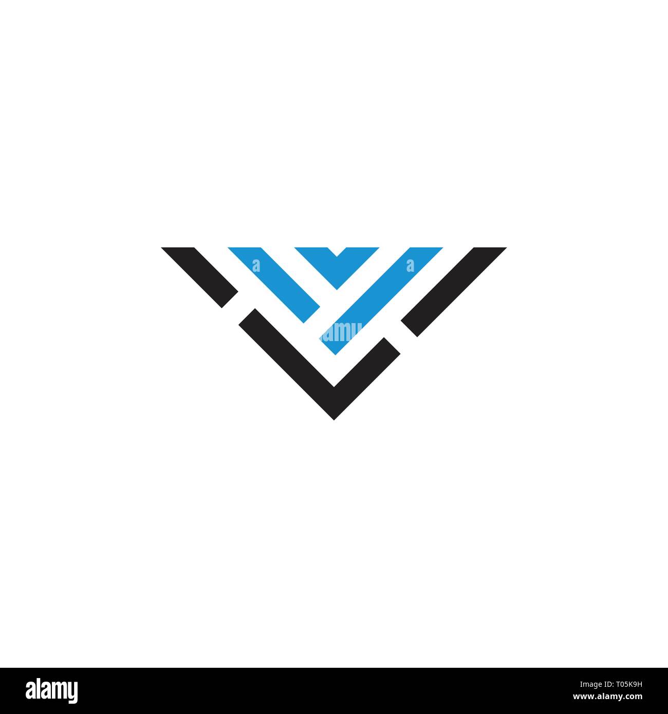 Buchstabe v Einfache streifen Dreieck Linie geometrische Logo Stock Vektor