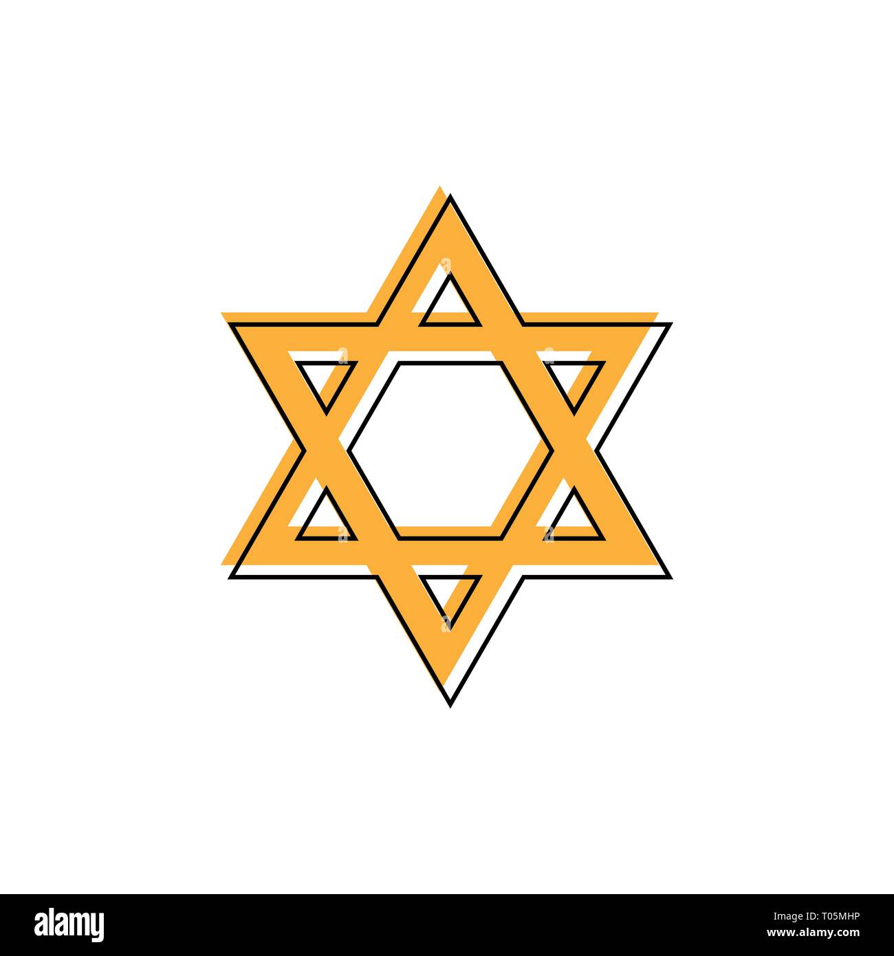 David Stern. Hexagramm unterzeichnen. Symbol der jüdischen Identität und Judentum. Einfache flache orange Abbildung Stock Vektor