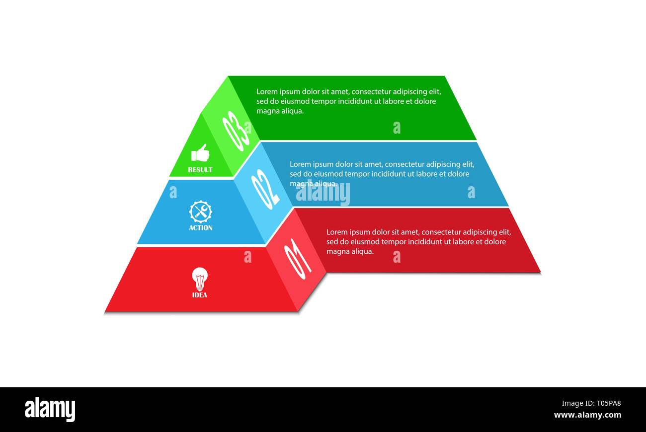 Infografiken, Pyramide für visuelle Gestaltung der Business Projekte, Strategien und Planung Stock Vektor