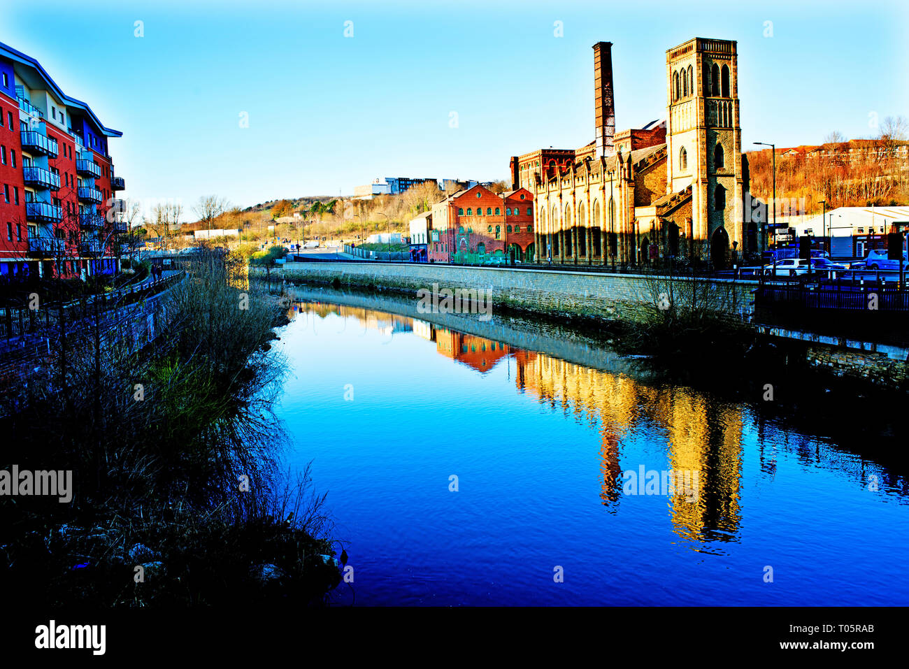 Industrielle Stadtlandschaft, Riverside, Sheffield, England Stockfoto