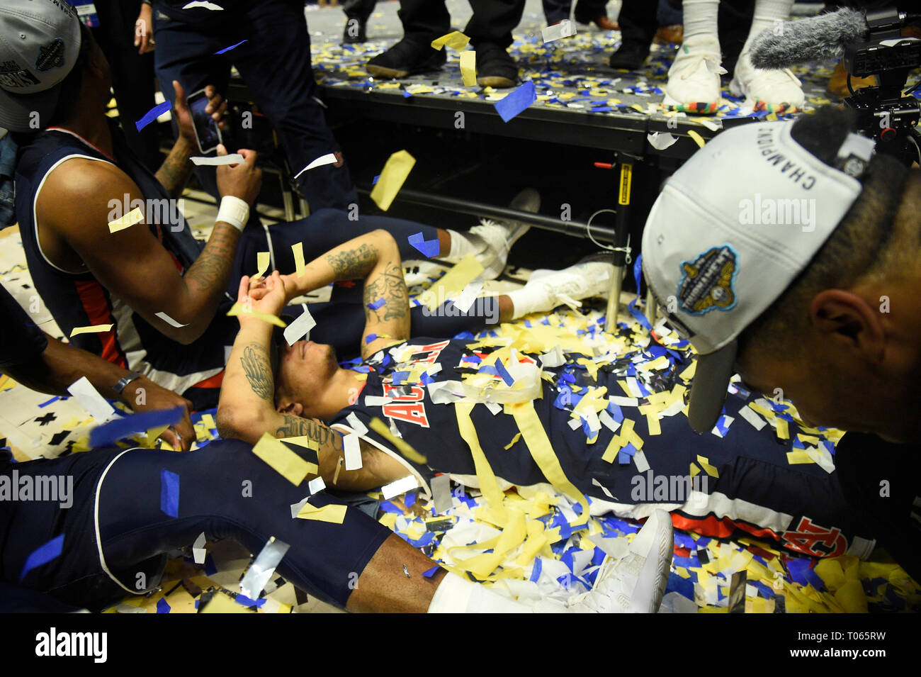 März 17, 2019; Auburn Tiger feiert den Gewinn der SEC Championship Game zwischen den Tennessee Freiwilliger vs Auburn Tiger bei Bridgestone Arena in Nashville, TN (obligatorische Photo Credit: Steve Roberts/Cal Sport Media) Stockfoto