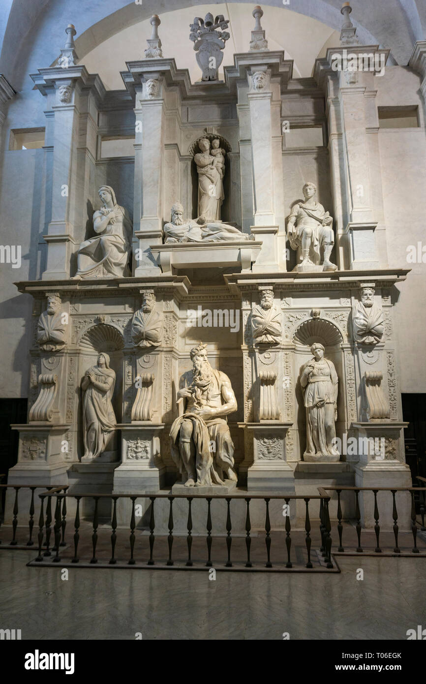 Michelangelo Skulptur von San Pietro in Vincoli in Rom, Italien. Stockfoto