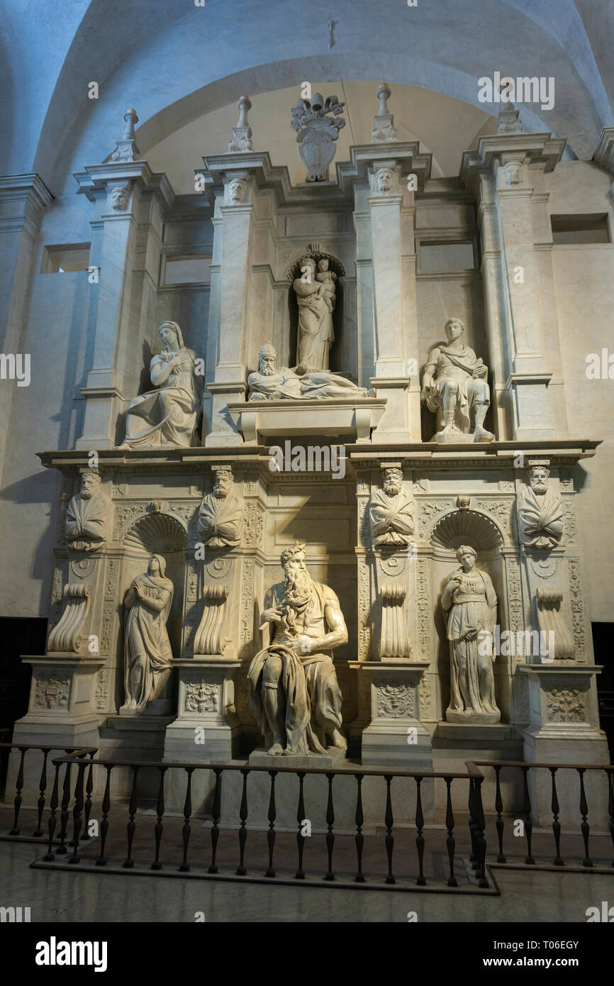 Michelangelo Skulptur von San Pietro in Vincoli in Rom, Italien. Stockfoto