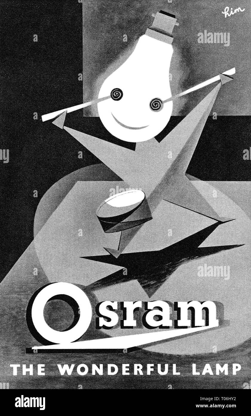 1957 britischen Werbung für Osram Glühbirnen. Stockfoto