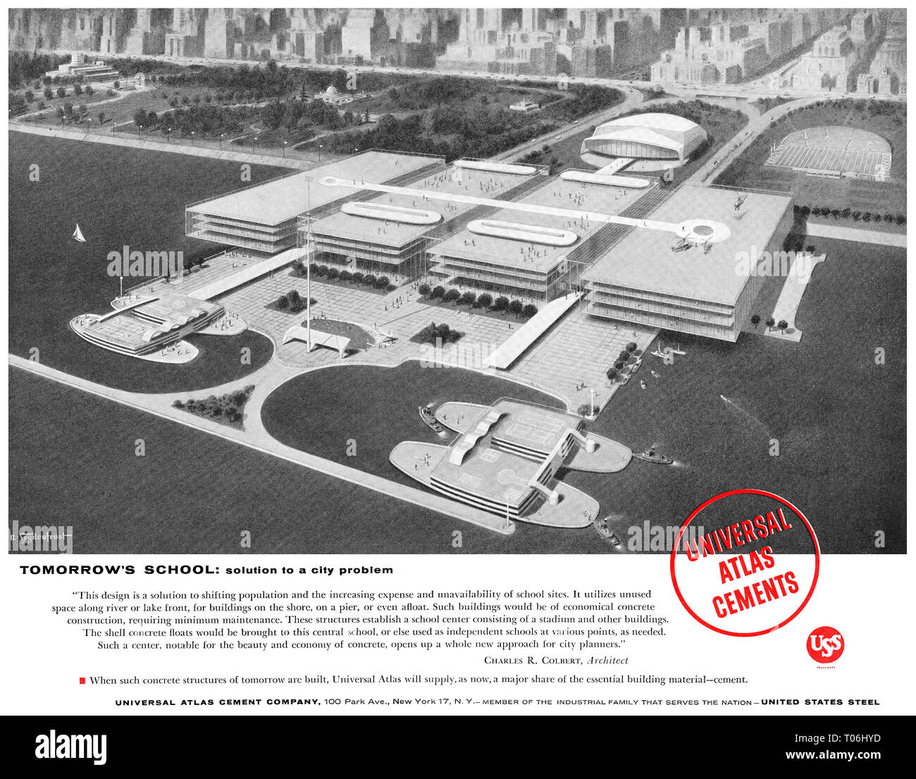 1957 US-Werbung für die Universal Atlas Cement Company. Stockfoto