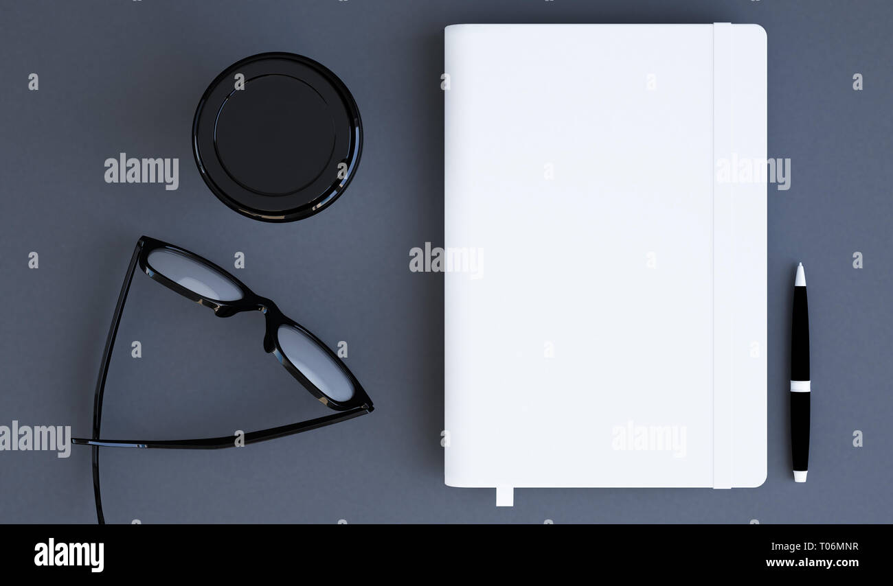 Weiße Notebook mockup 3D-Rendering Stockfoto