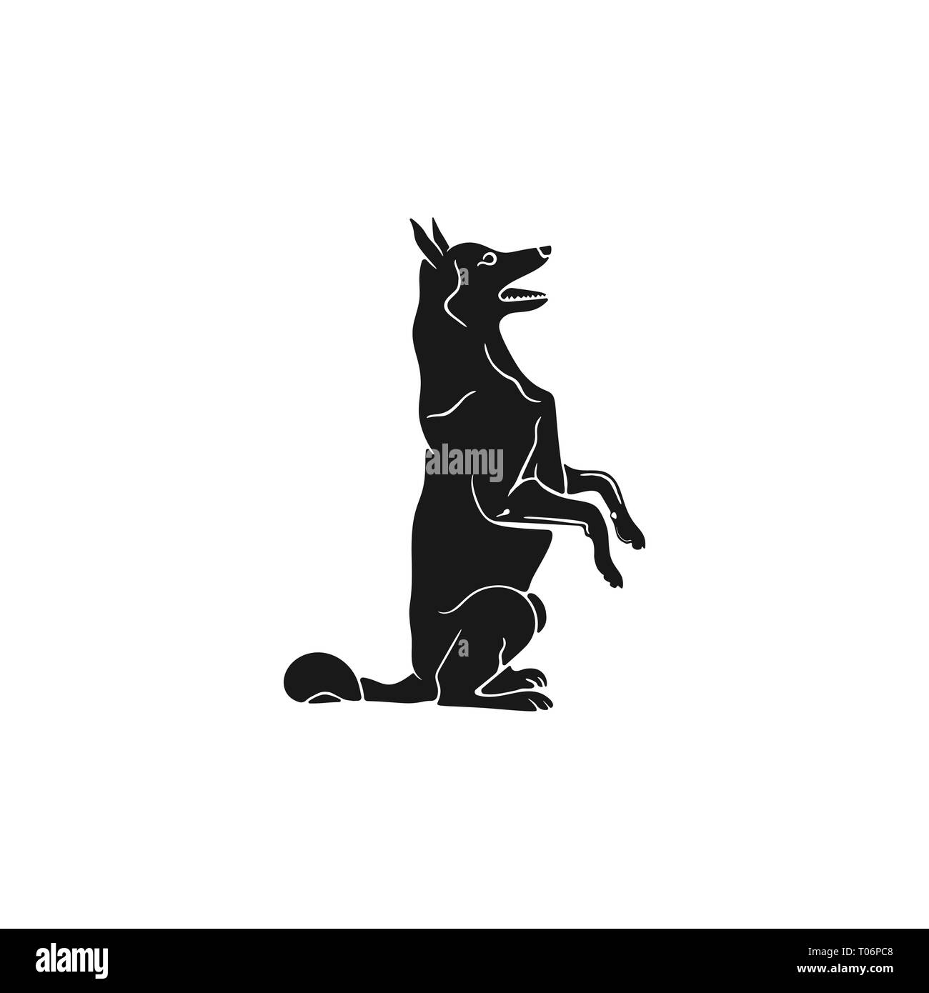 Hirte silhouette Symbol. Monochrome sitzend Hund Form. Vektor Tier Element für Web oder Print. Auf weiß Isoliert Stock Vektor