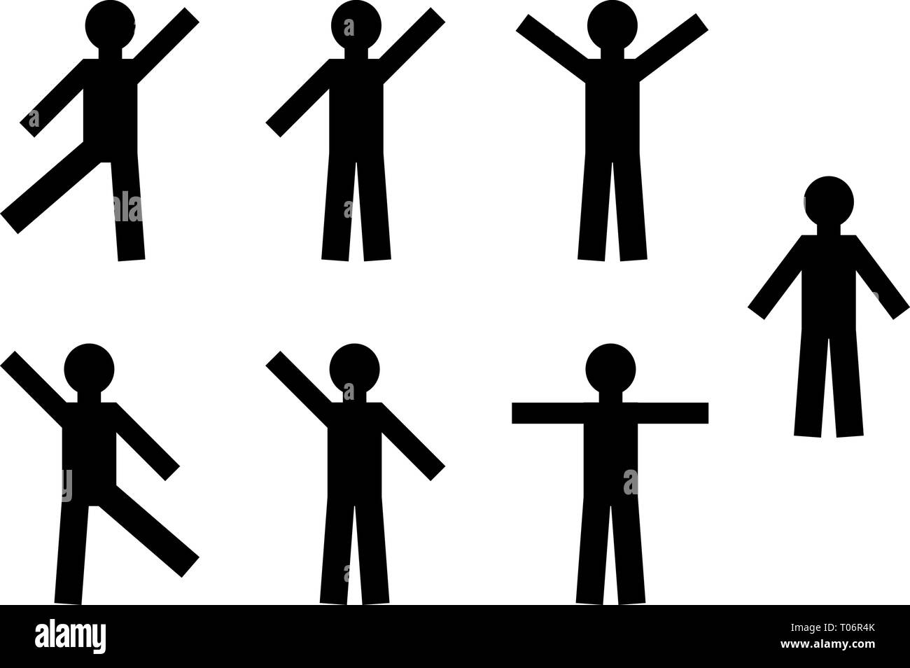 Die menschliche Bewegung. tanzende Menschen. Einfachen Vektor schwarze Silhouette eines Mannes. Stock Vektor