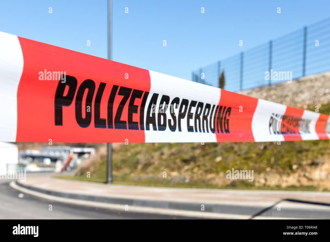 Deutsche Polizei am Tatort Stockfoto