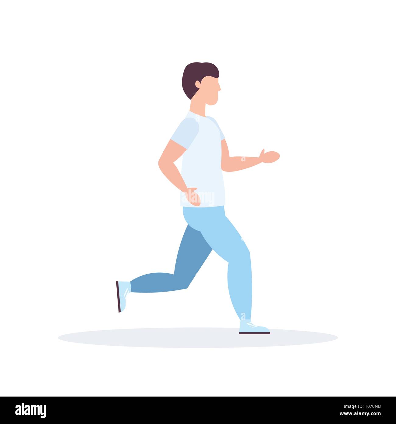 Junge Sportler, die Kerl jogging Active fithess Training gesunder Lebensstil Konzept männliche Zeichentrickfigur in voller Länge flach Stock Vektor