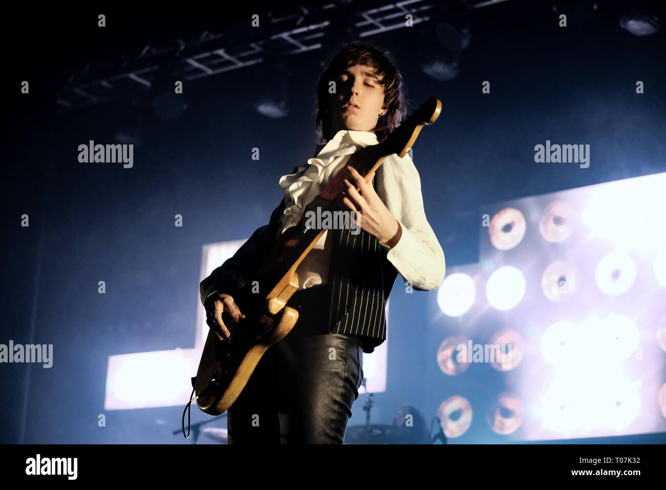 Venaria, Italien. 16 Mär, 2019. Mit ihrer Tour "Der Tanz des Lebens" der Römischen rock Gruppe Maneskin auf der Bühne der Concordia Theater in Venaria, Turin, Italien. Credit: Bruno Brizzi/Pacific Press/Alamy leben Nachrichten Stockfoto