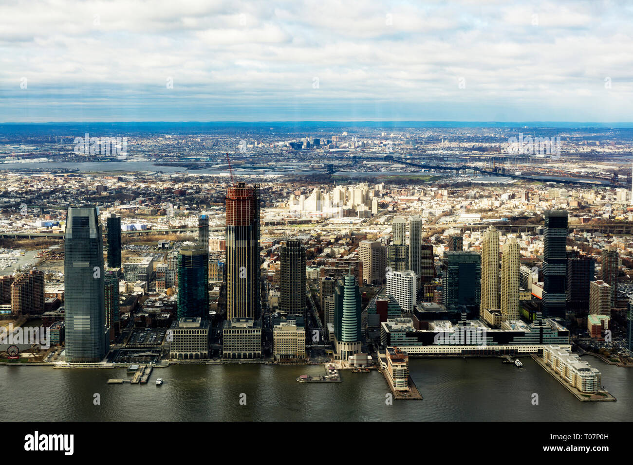 Jersey City Skyline aus der Luft Stockfoto