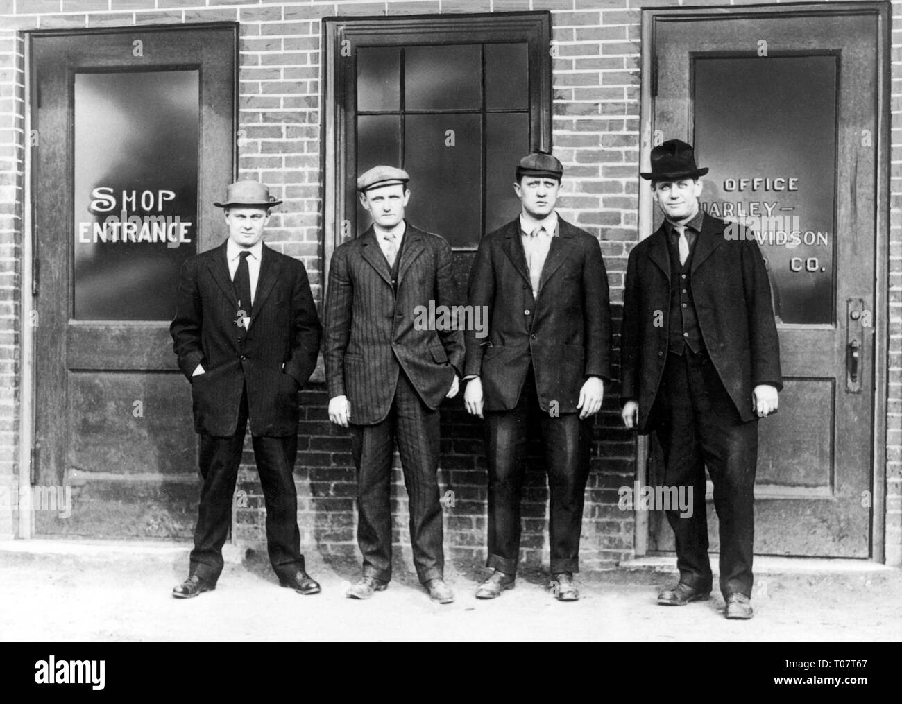 Industrie, Motorrad, Harley - Davidson, USA, Arthur Davidson, Walter Davidson, William S. Harley und William H. Davidson 1907, Additional-Rights - Clearance-Info - Not-Available Stockfoto