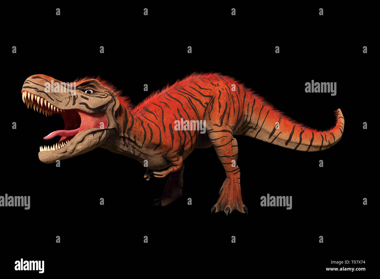 Tyrannosaurus Rex T-Rex Dinosaurier aus der Kreidezeit (3D-Darstellung auf schwarzem Hintergrund isoliert) Stockfoto