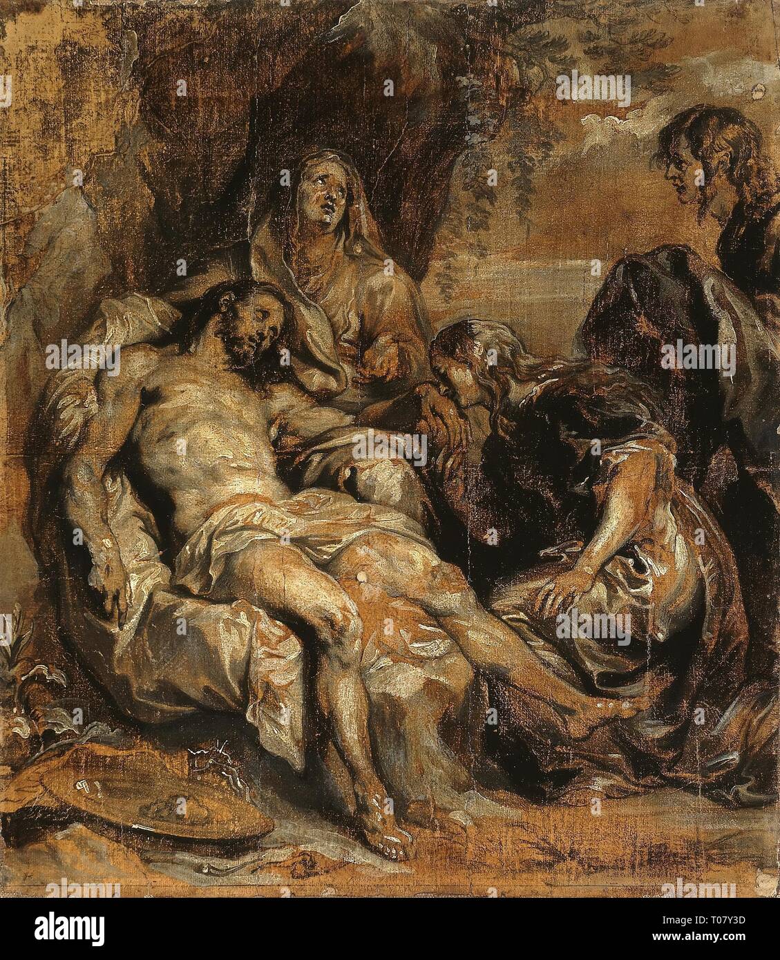 "Die Klage". Flandern, ca. 1629. Abmessungen: 39 x 34,5 cm. Museum: Staatliche Eremitage, St. Petersburg. Autor: Anthony Van Dyck (Workshop). Stockfoto