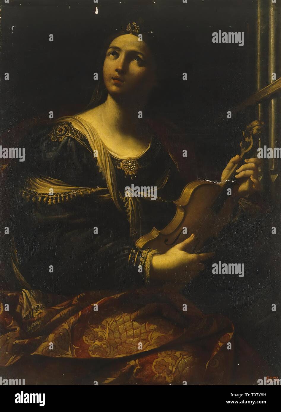 T'S Cecilia". Italien. Abmessungen: 139 x 97 cm. Museum: Staatliche Eremitage, St. Petersburg. Autor: Giovanni Francesco Barbieri (guercino) (Kreis). Stockfoto