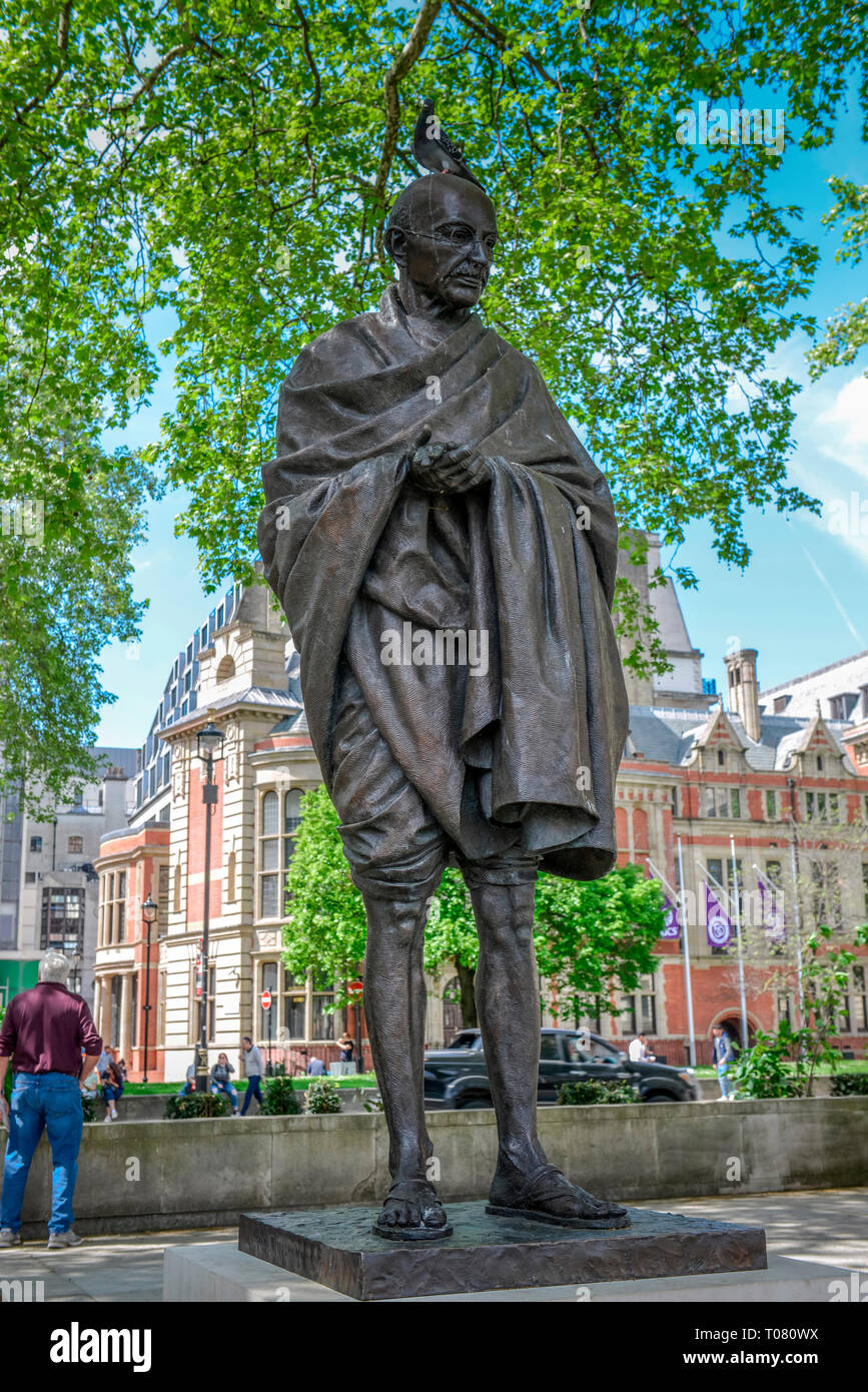 Memorial Mahatma Gandhi, Parliament Square, London, England, Grossbritannien Stockfoto
