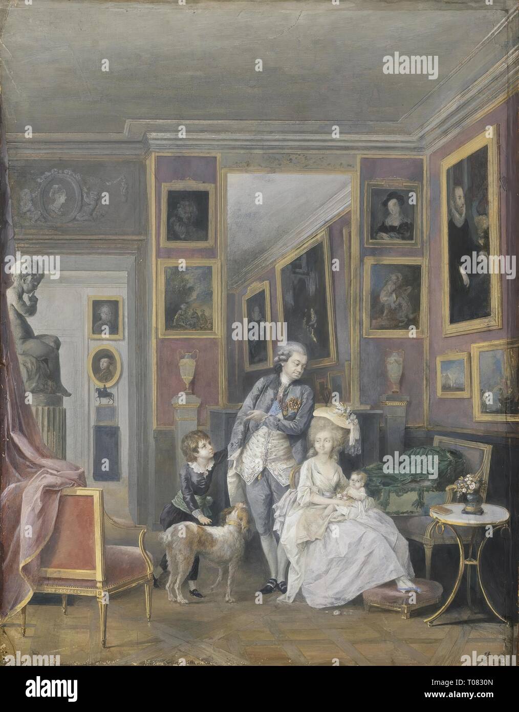 'Count Alexander Stroganov mit seiner Frau Jekaterina Petrovna und Kinder Pavel und Natalia'. Frankreich, ca. 1778. Abmessungen: 49,3 x 38,3 cm. Museum: Staatliche Eremitage, St. Petersburg. Autor: Niklas die Jüngeren Lafrensen (zugeschrieben). Anonym. Stockfoto