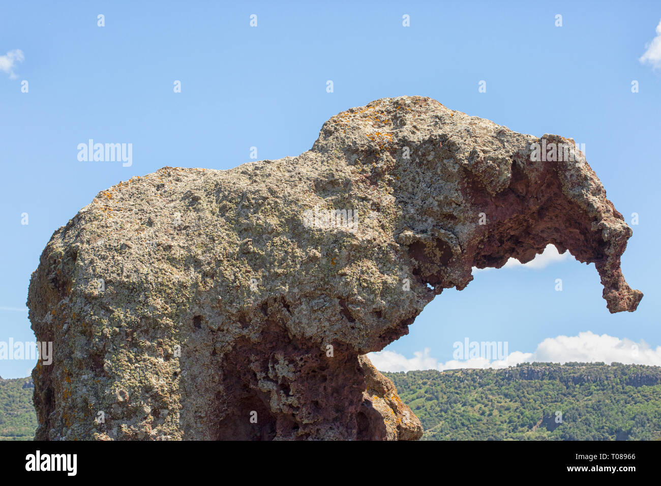 Elephant Rock, Roccia dell'Elefante, eines der Symbole von Sardinien. Castelsardo, Sardinien, Italien Stockfoto