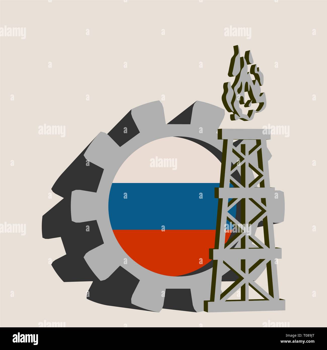 Zahnrad mit Gas rig einfach Symbol Stock Vektor