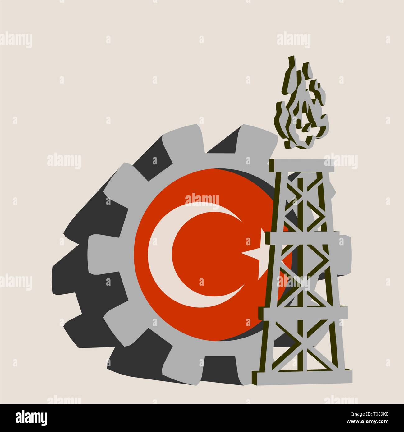 Zahnrad mit Gas rig einfach Symbol Stock Vektor