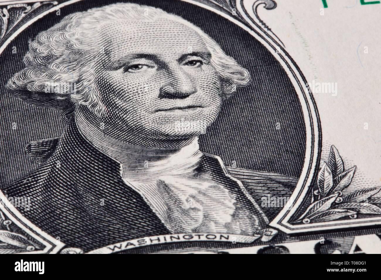 Porträt von George Washington auf einem United States one-dollar Bill Stockfoto