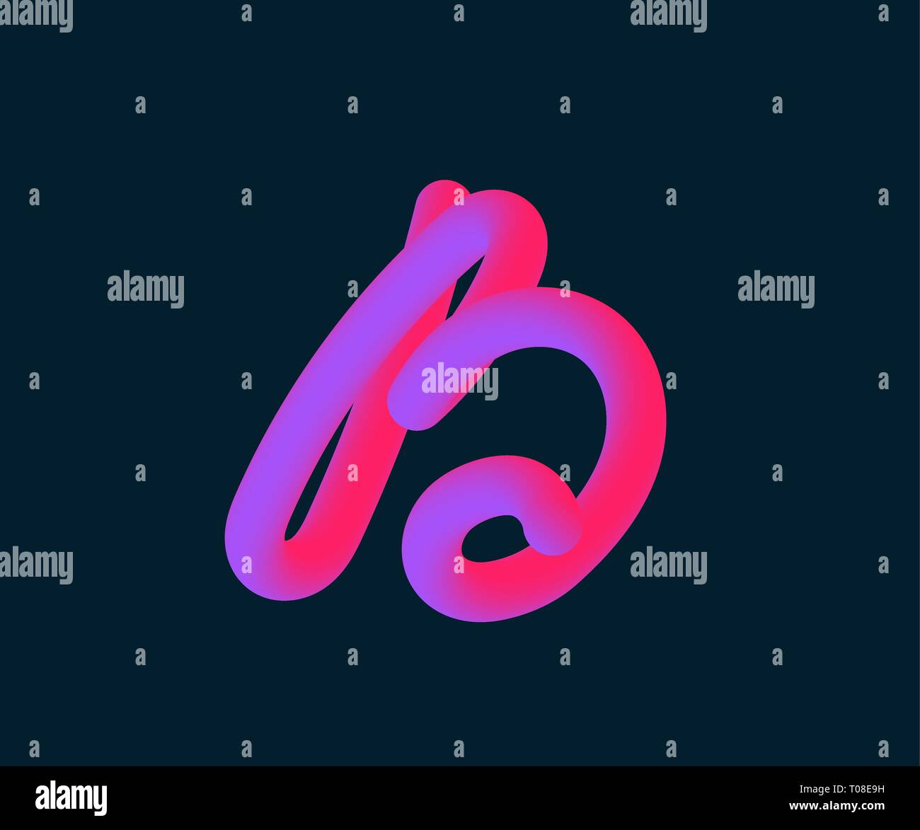 Vektor isolierten Buchstaben. - Vektorgrafik. Neon 3D Buchstaben. 3D-Abgerundeten Headline Font. Neon bubble typeset mit gemalten Brief. Matt hell-grün und blau Stock Vektor