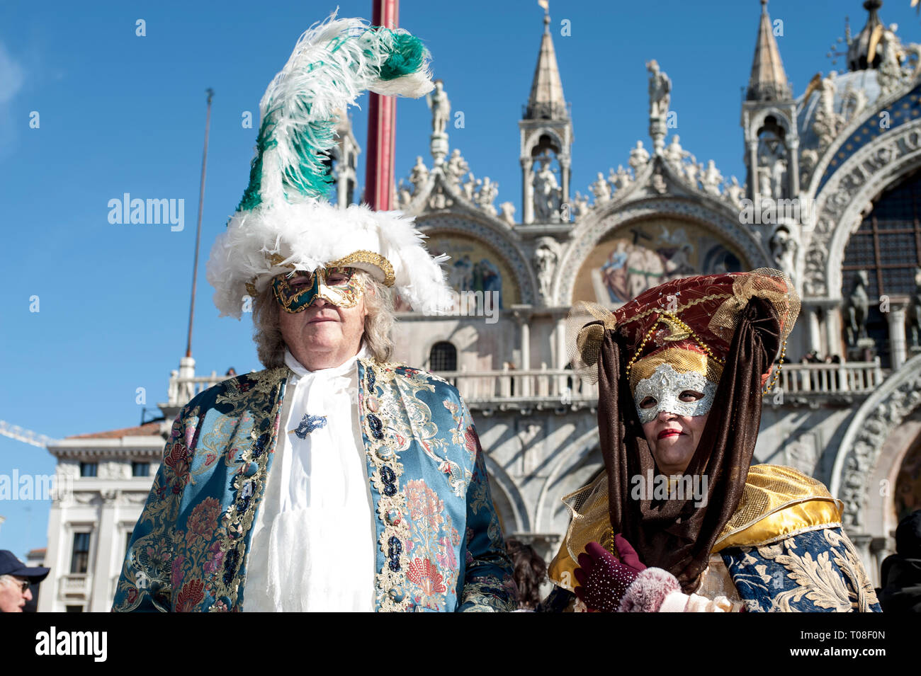 Venedig, Italien - febrary 23 2019: Die Masken des Karneval in Venedig 2019 Stockfoto