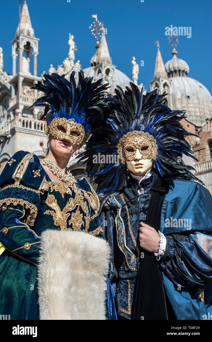 Venedig, Italien - febrary 23 2019: Die Masken des Karneval in Venedig 2019 Stockfoto