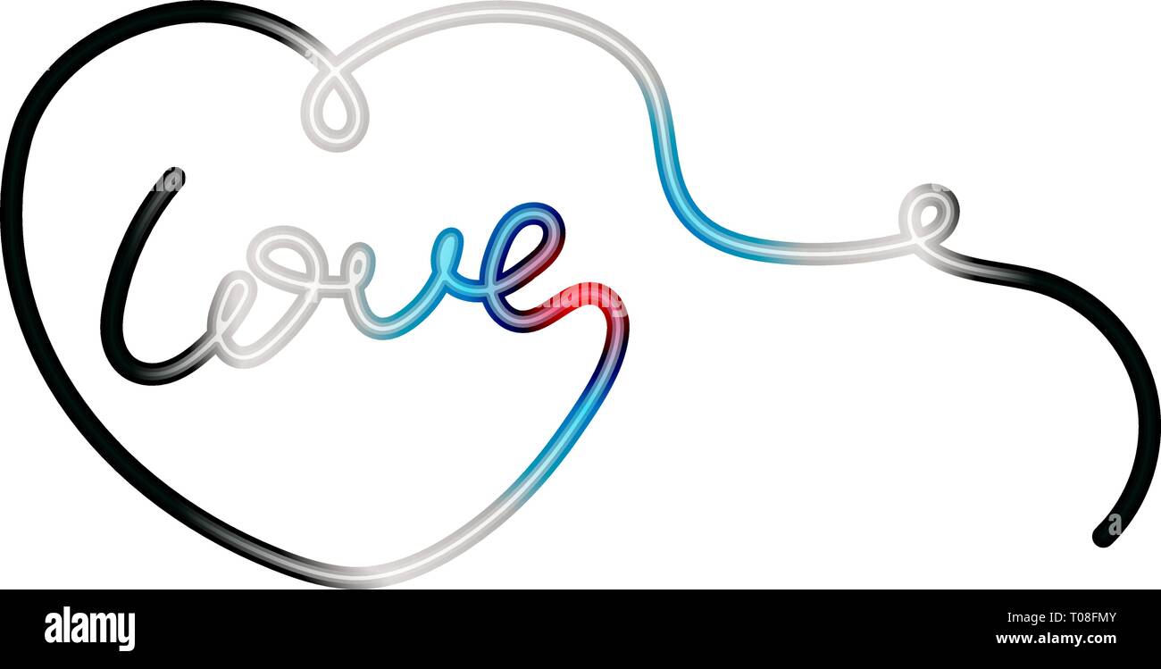 Hand Herz und Liebe hineingezogen. Entwurfselemente für den Valentinstag Stock Vektor
