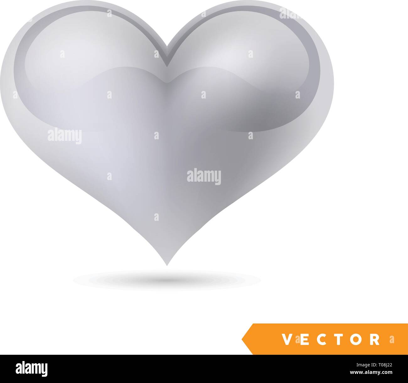 Realistische Silber Effekt Herz. Vector Illustration. Realistische Herz, isoliert. Stock Vektor