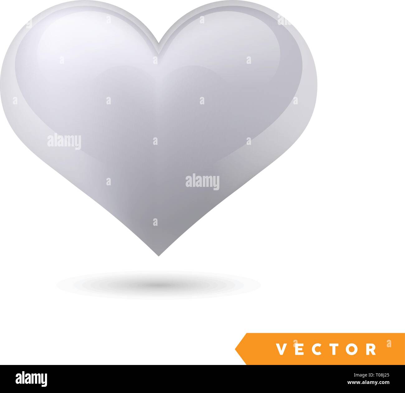 Realistische Silber Effekt Herz. Vector Illustration. Realistische Herz, isoliert. Stock Vektor