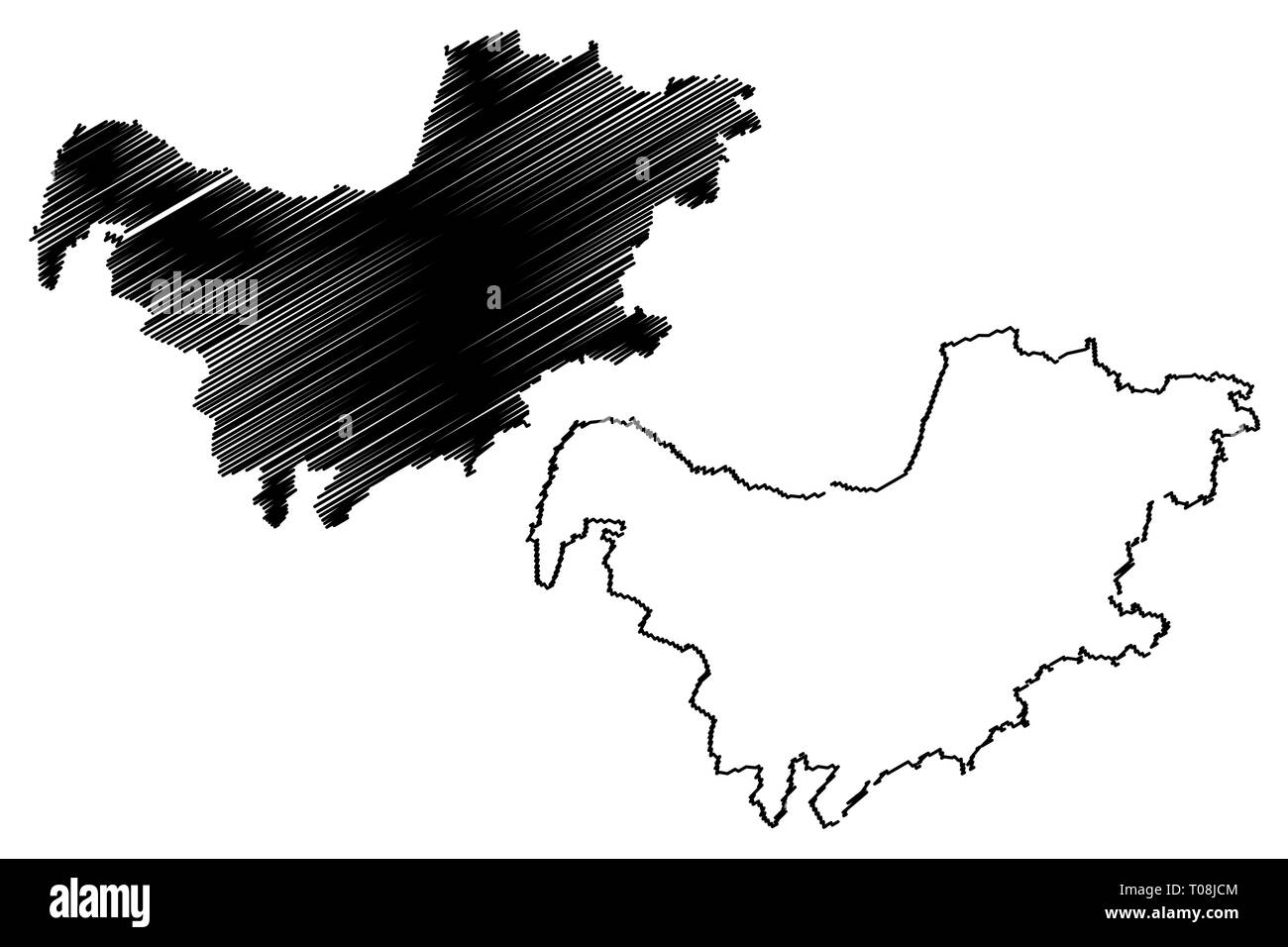 North West Provinz (Provinz von Südafrika, Republik Südafrika, administrative divisions, RSA) Karte Vektor-illustration, kritzeln Skizze Nort Stock Vektor