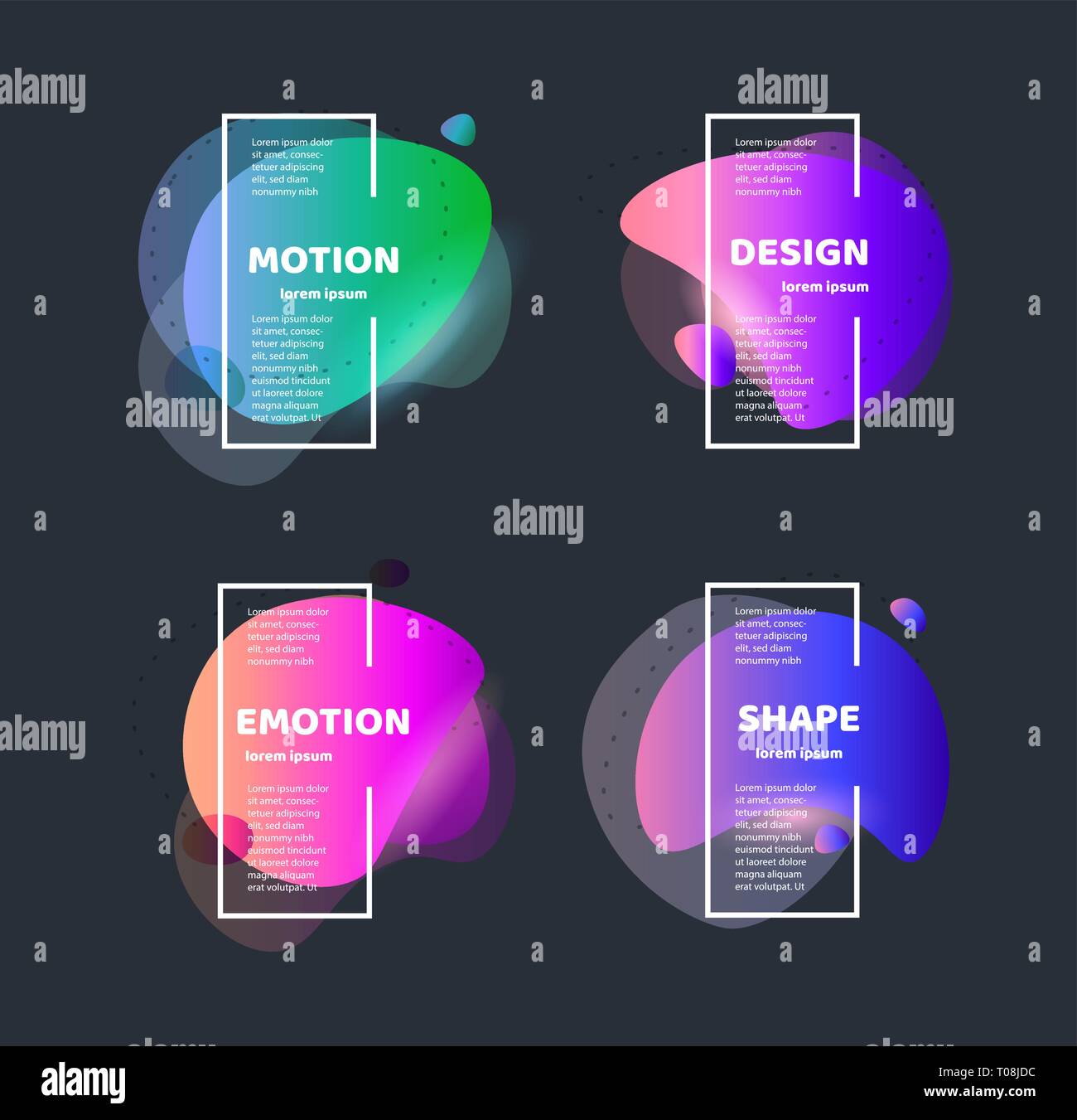 Zusammenfassung Hintergrund formen. Vektor banner ungewöhnlich modernen Design. Gradient Muster. Fließen. Vector Illustration auf schwarzem Hintergrund Stock Vektor