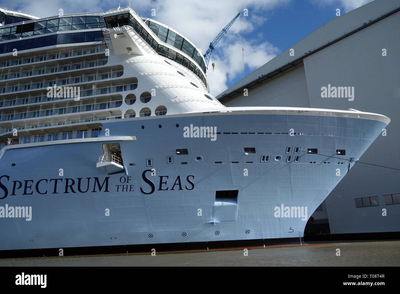 Das neue Kreuzfahrtschiff Spektrum der Meere ist am 17. März 2019 in Papenburg auf der Meyer Werft. Stockfoto