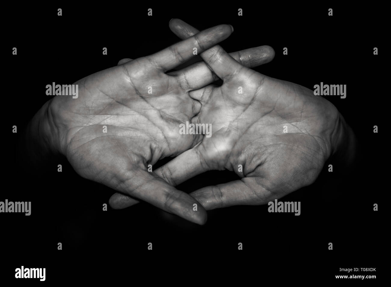 Frauen ihre Hände Streching Stockfoto