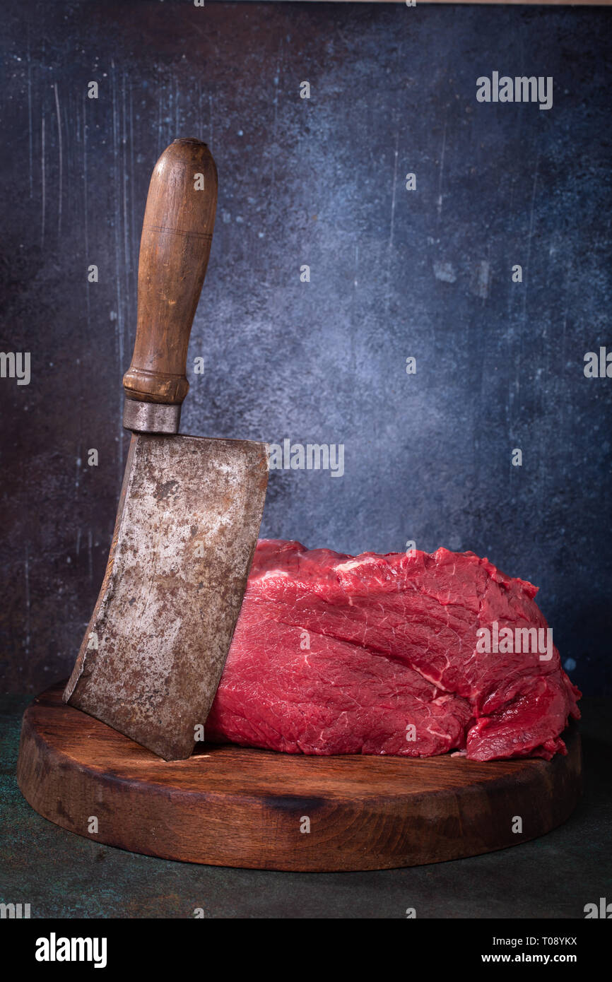 Rindfleisch und Fleisch Cleaver vertikale Stockfoto