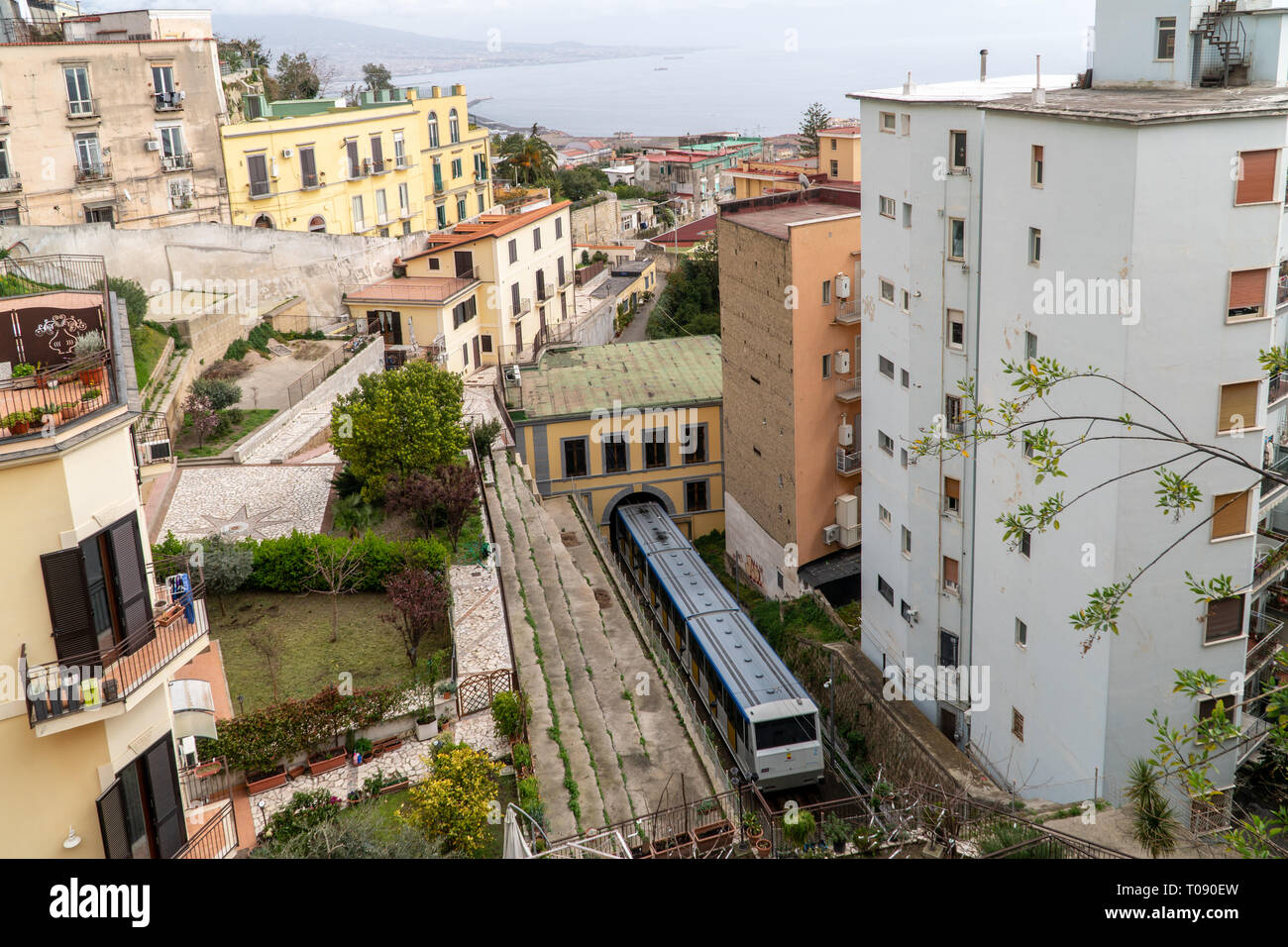 Funicolare Centrale di Napoli, fermata del Petraio, Vomero Stockfoto