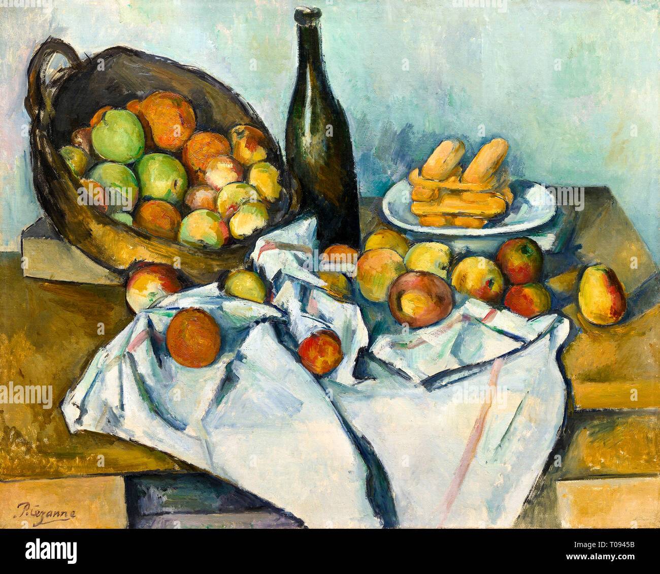 Paul Cézanne, der Apfelkorb, Post-Impressionist Stillleben Malerei, um 1893 Stockfoto